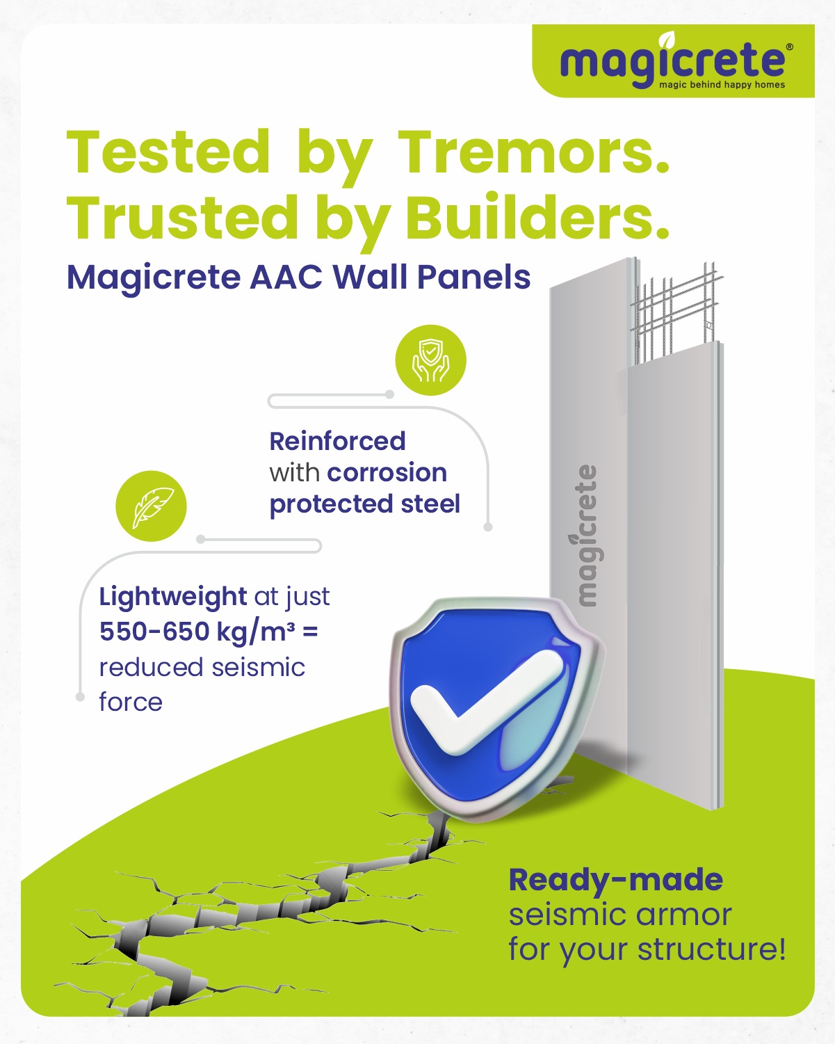 Magicrete AAC Wall Panel With Sesmic Armor Magicrete AAC Wall Panel With Sesmic Armor