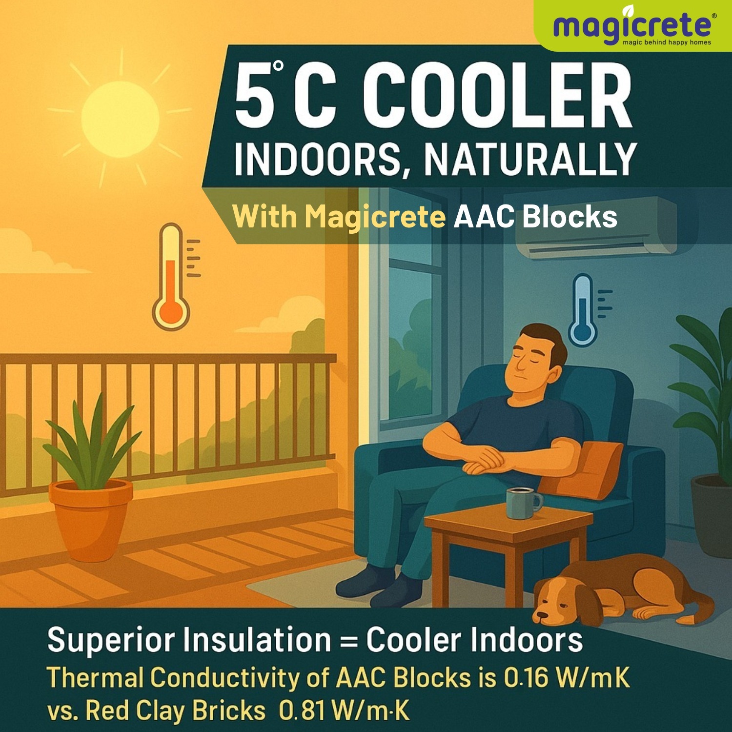 5°C Cooler Indoors, Naturally 5°C Cooler Indoors, Naturally