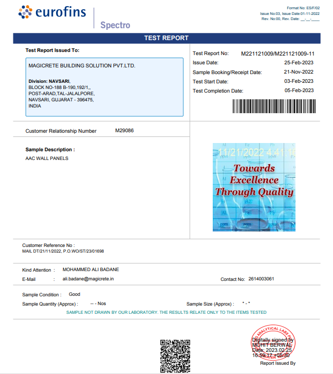 AAC Wall Panel fire test report AAC Wall Panel fire test report